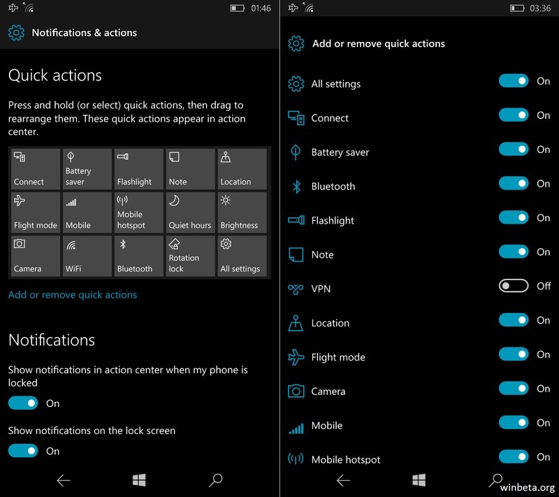 Leaked Screenshots Reveal New Changes In Windows 10 Mobile S Action Center