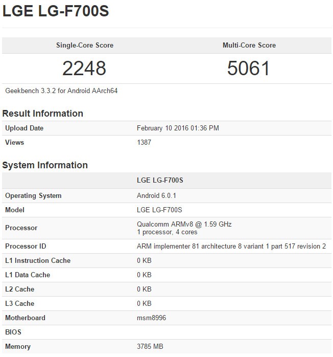 Embryo Arabic Canoe LG G5 Shows Up in Benchmark with Snapdragon 820 CPU, 4GB RAM