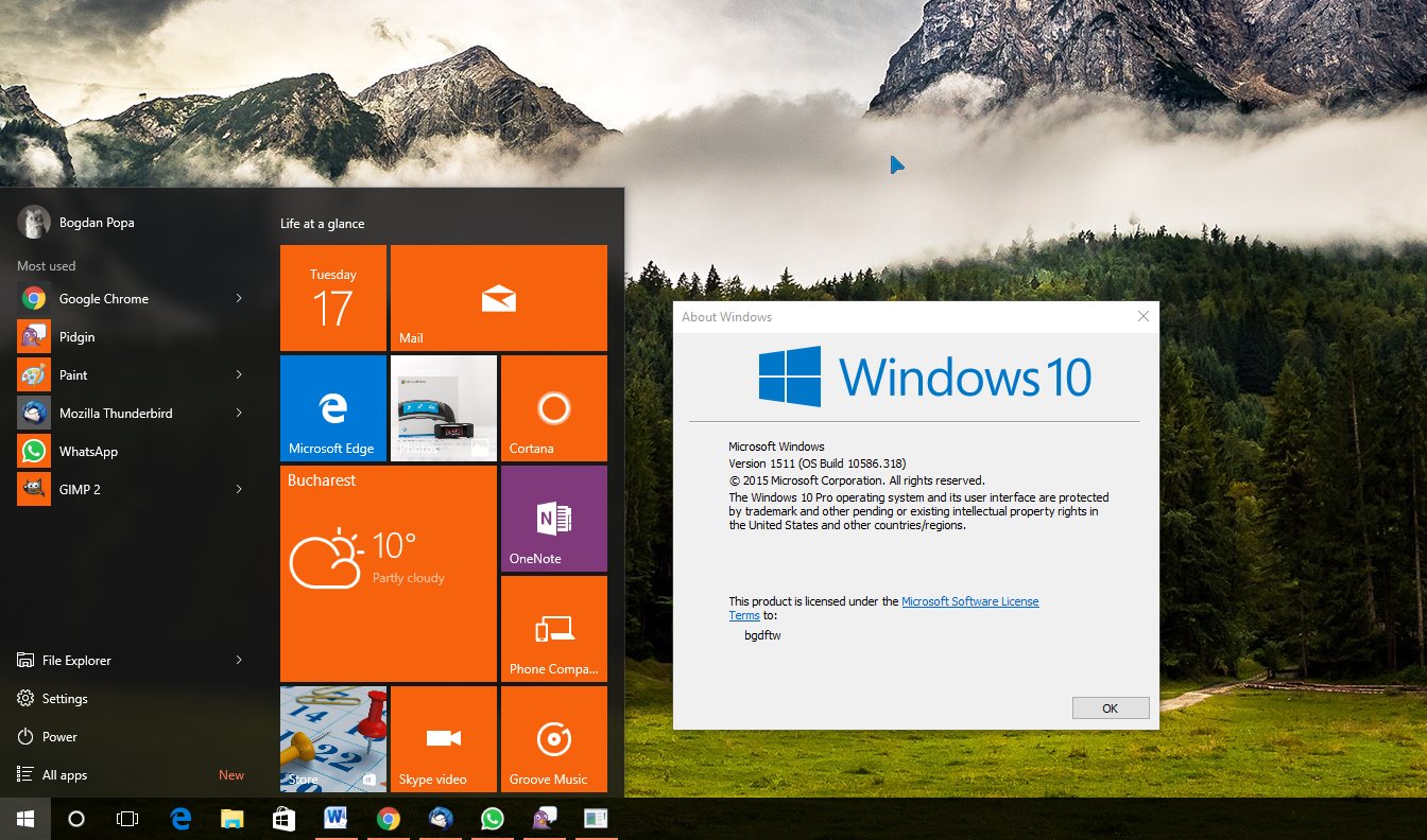 windows 10 pro version 1511 failed to