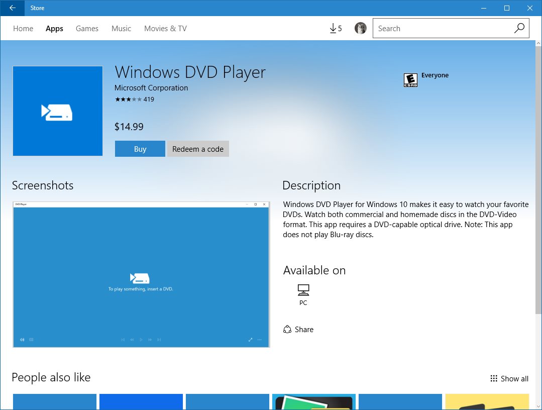 Microsoft S 15 Dvd Player App Now Listed As Top Windows 10 App In