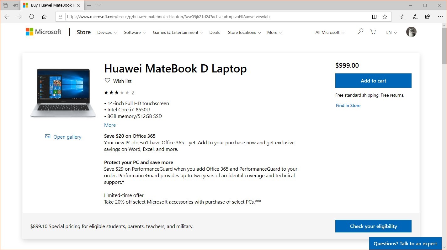 Microsoft is selling Huawei laptops again