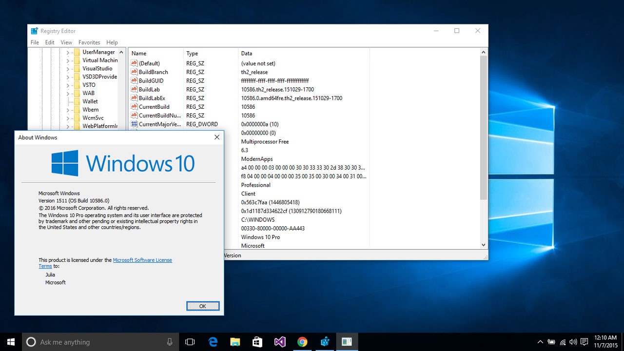 windows 10 pro version 1511 build 10586