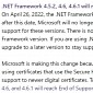 Microsoft to Retire Old Versions of .NET Framework
