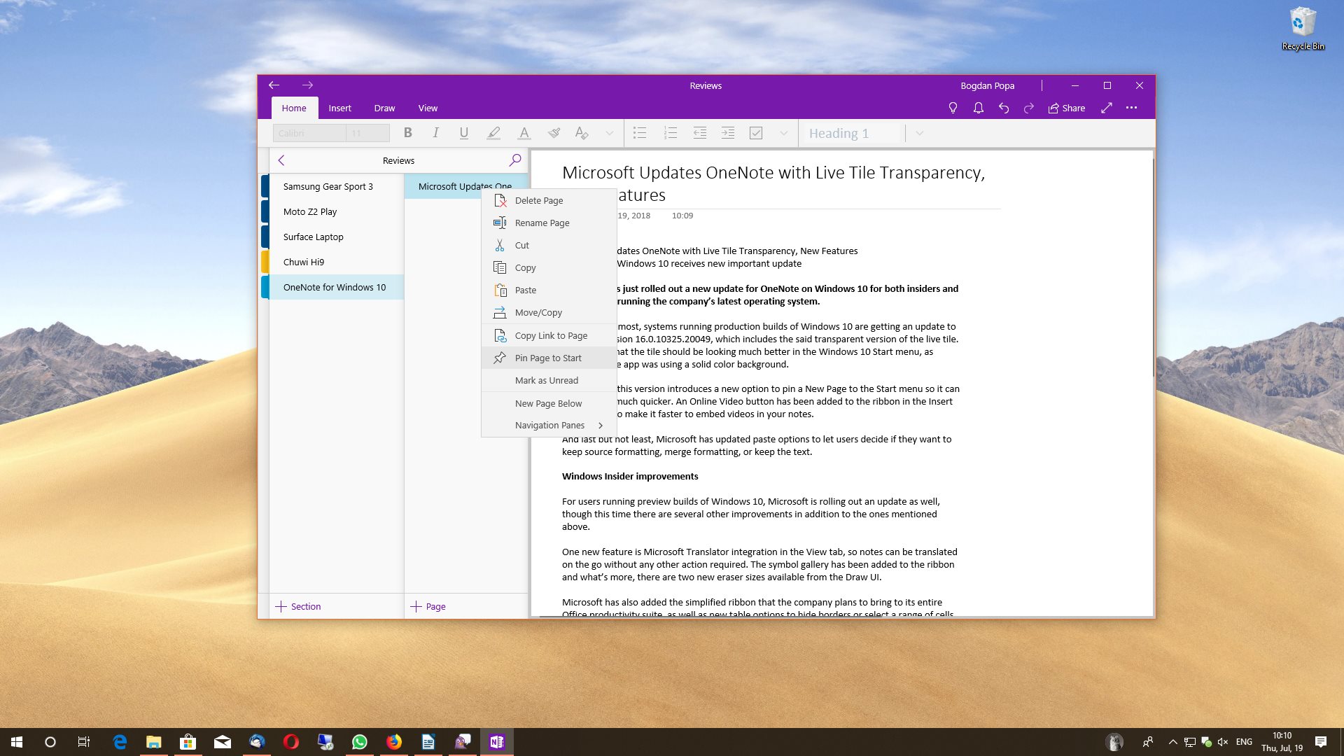 microsoft onenote features