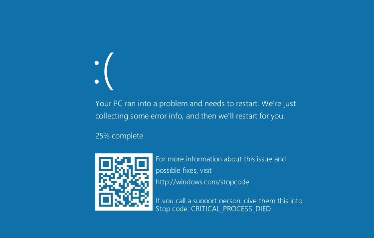 Image result for blue screen of death windows 10 critical process died