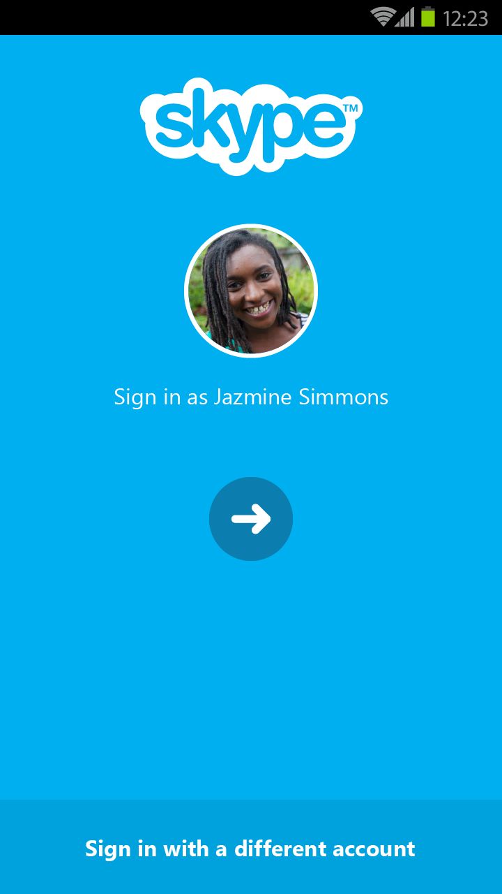 skype sign in using live