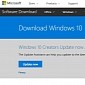 This Site Starts the Upgrade to Windows 10 Creators Update with a Click