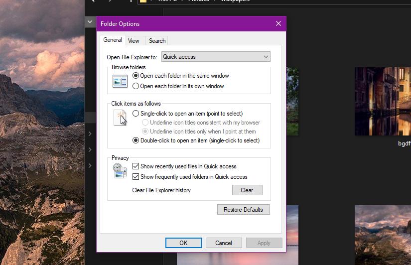 Quick access in Windows 10 May 2019 Update