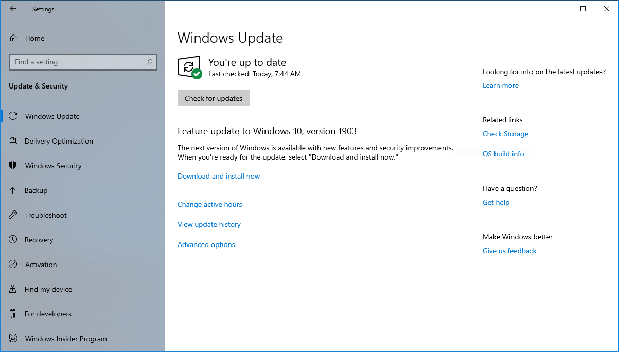 feature update to windows 10 version 1903 download