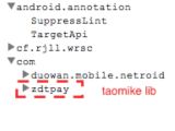 The Taomike SDK in the code of an Android app