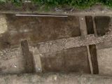 Aerial view of the foundation of a Roman stone building