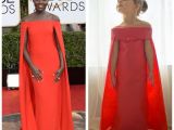 The girl finds inspiration in red-carpet dresses