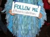 Girl in Twitter bird get-up desperately asks for attention