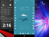 Windows 10 Mobile Start screens with different layouts of live tiles