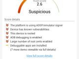Score from Bluebox's Trustable for tampered Xiaomi Mi4