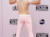 A look from the back: Frankie Grande shows his painted-on shirt to the cameras
