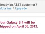 AT&T Galaxy S 4 shipping date