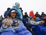 Astronaut Alexander Gerst seems thrilled to be back on Earth