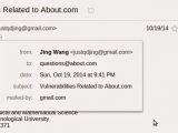 Email informing About.com of the security risks