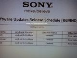 Leaked image showing Sony's updating schedule