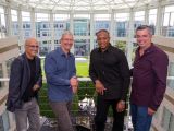 Apple-Beats acquisition group photo (from left to right): Jimmy Iovine, Tim Cook, Dr. Dre, and Eddy Cue