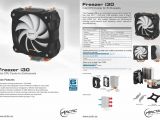 Arctic Freezer i30 CPU cooler for Intel CPUs specs sheet