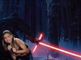 Ariana Grande is afraid of mysterious hooded figure in “Star Wars: The Force Awakens” trailer