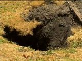 The sinkhole opened right under the woman's feet, took her by surprise