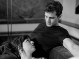 Anastasia Steel and Christian Grey in “Fifty Shades of Grey”