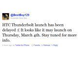HTC Thunderbolt delay tweet