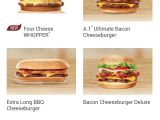 Burger King app, Burger section