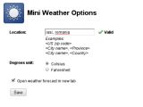 MiniWeather for Chrome, config window