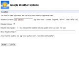 Weather Forecast for Chrome, config window
