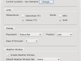 WeatherBug for Firefox, config panel