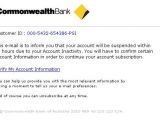 Commonwealth Bank phishing email sample