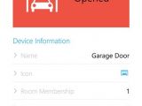The app also shows whether garage doors are open or not