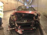 What’s left of the £200,000 Ferrari after the crash