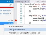 Node.js Tools for Visual Studio can also automatically detect unit tests