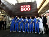 The Mars500 crew shortly after completing their 105-day Mars mission simulation inside the special isolation facility