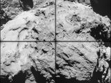 A close-up of the depression on Comet 67P/C-G's small lobe