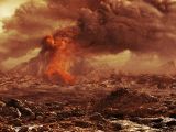 Artist’s impression of an active volcano on Venus