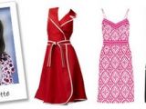 Left to right: sleveless wrap dress by Neiman Marcus, diamond print dress by Milly and basketweave dress by Tibi