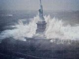 A scene from The Day After Tomorrow depicts the Statue of Liberty fighting waves