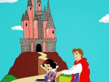 Snow White in a wheelchair and Prince Charming