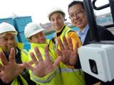Robert Senior (Site Engineer), Phil Bardsley (Section manager), Rodney Holland (Managing Director of DCS) and Dr. Li Wang (far right) showing abraded fingerprints
