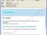 Phishing spam using Twitter email template