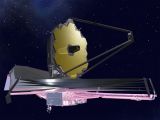 This rendition shows the JWST deployed in space