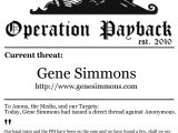 Anonymous announcement of Gene Simmons being a target
