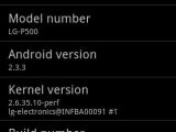 LG Optimus One 'About' page (screenshot)