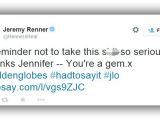 Jeremy Renner addresses controversy around his Golden Globe comment on Jennifer Lopez's breasts